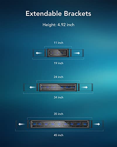 Illuminazione a LED per acquario, 12W per luce da 60 a 90 cm, per acquario e acqua dolce, con supporto regolabile Pesci Piante acquatiche Illuminazione (Luce blu e bianca 12W) - Image 7