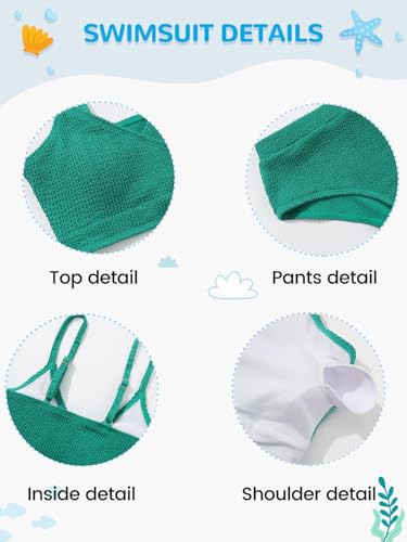 Image of Girl's 2 Piece Swimsuit Solid Spaghetti Strap Bikini Sets Beach Bathing Suit Swimwear for Teen Girls