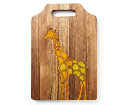 Tabla de cortar rectangular de madera de acacia con resina miniatura 1