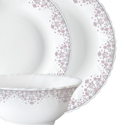 Image of Larah by BOROSIL Lark Fluted Series Opalware Dinner Set | 40 Pieces for Family of 6 | Microwave & Dishwasher Safe | Bone-Ash Free | Crockery Set for Dining & Gifting | Plates & Bowls | White