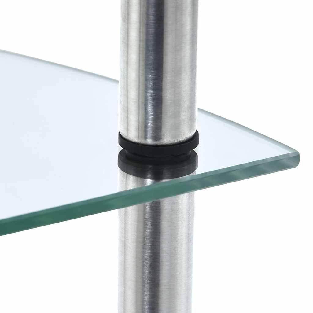 Scaffale in vetro trasparente con 3 ripiani, 30 x 30 x 67 cm, in vetro temperato e acciaio inox, per soggiorno, ufficio, bagno, ideale come divisorio, portaoggetti, decorazione, organizer