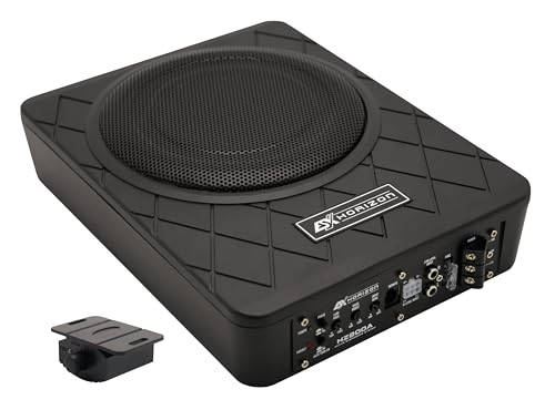 ESX HZ800A - Aktiver 20 cm (8“) Auto-Untersitz-Subwoofer Horizon Serie - 100 W RMS / 200 W max. - massives Aluminium-Gehäuse