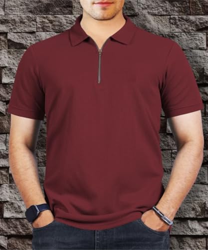 Image of Men's Polyester Rich Solid Polo Tshirt | Collar Tshirts | Half Sleeves | Plain-Regular Fit