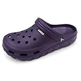 Amoji Garden Clogs Shoes Garden Shoes Outdoor Slippers Gardening Shoes Summer Crock Water Clogs Yard Shoes Adult Male Female AA1521 Purple Size 9 Women/7 Men