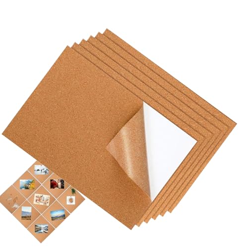 Tablero de alfileres – 6 posavasos rectangulares autoadhesivos, tablero de anuncios de corcho para exhibición de fotos, decoración de organización, exhibición de fotos, aula, cocina, habitación de los