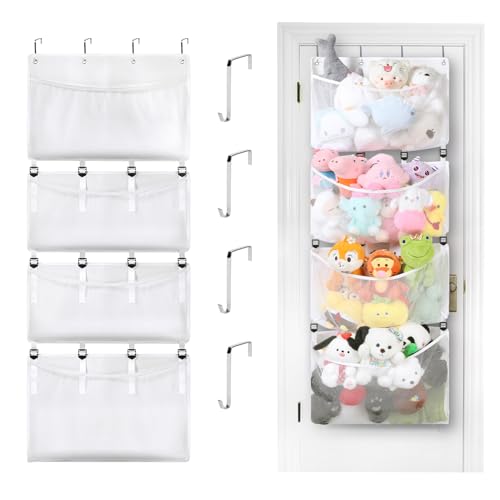 POVETIRE Stuffed Animal Storage,Large Felt Over Door Stuffed Animal Organizer for Holder Adjustable Hanging Stuff Animal Organizer Holder Ideas for Kids Wall Bedroom Room Decor