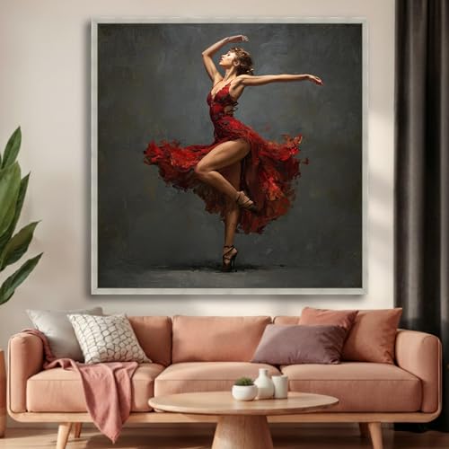 Affiche décorative danseuse de ballet pour dynamiser un mur vide avec une toile rouge