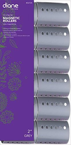 Diane Magnetic Hair Roller, Grey, 2 Inch, Strong material, unbreakable material, curls, perm, holds hair in place, perfect for any hair style, sanitary, washable, 2, Static electricity holds hair in place, Wrap faster and easier, Fast and easy to clean, Use picks, pins or clips to hold hair