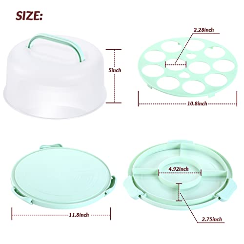 Ohuhu Y10-80200-10 Cake Carrier With Lid And Handle, Bpa-Free Cake Containers Cake Holder For 10 Inch Cake With 2 Handles Cupcake Carrier - Plastic Cover Two Sided Base thumb #6