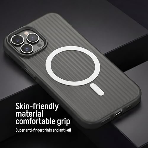 Image of amazon basics Streak Magnetic Protective Cover Compatible with iPhone 15 Pro Max | MagSafe | Camera Protection|Anti Shock,Scratch Resistant| Wireless Charging - Black