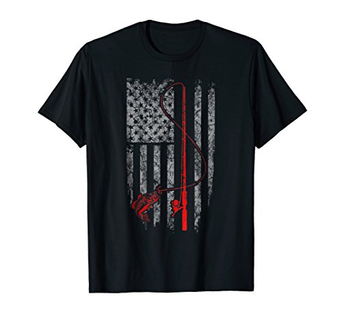 Vintage Fishing Tshirt with American Flag Bass Fishing