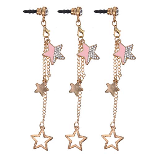 UKCOCO 3Pcs Cell Phone Dust Plug Five-Pointed Star Pendant Dust Plug Phone Charms Earphone Dust Plug