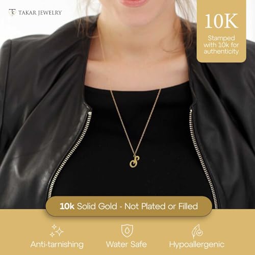 10K Gold Letter Pendants - Initial Charms - A - Z Personalized Gold Initial Pendants for Men or Women - Big Alphabet Charms - Cursive Initial Jewelry Gifts for Birthday or Anniversary, Made In USA2