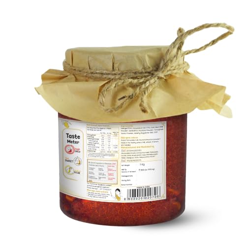 Image of Farm Didi Avakaya Pickle with Garlic in Fresh Homemade Spicy Andhra-Style Mango Achar Made with Groundnut Oil South Indian Avakai Mango Pickle Theekha Achaar No Chemical Preservatives (1kg)