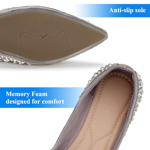 Dressy Flats Shoes for Women Comfortable Wedding Flats Rhinestone Fancy Ballet Flats Pointy Toe Flats3