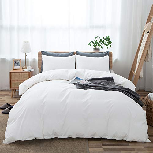 Creative Product LOVQUE 100% Washed Cotton Duvet Cover King Size, White Fade-Resistant Natural Bedding Set (No Comforter), 104x90 Inches Exclusive Discount 50% Price LOVQUE 100% Washed Cotton Duvet Cover King Size, White Fade-Resistant Natural Bedding Set (No Comforter), 104x90 Inches