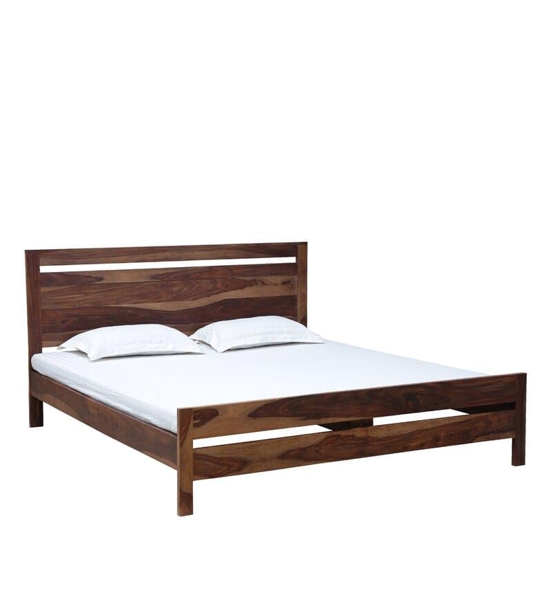 Image of SANKAT MOCHAN Industries Solid SHEESHAM Honey Brown Wooden King Size Bed Double Bed Furniture for Bedroom Living Room (Honey Finish) Matters Size (6 * 6.5) (King (U.K. Standard))