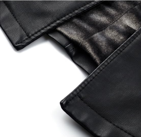 Duberess Mens Double Collar Long Trench Coat Long PU Leather Jacket Parka (S-XL) - Image 4