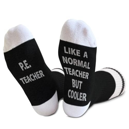 CIAEXRN PE Teacher Like A Normal Teacher But Cooler Socks Funny Socks for Women Men Teacher Socks for Women Men Cotton Crew Socks Gifts for PE Teacher Graduation Gifts Appreciation Gifts /30