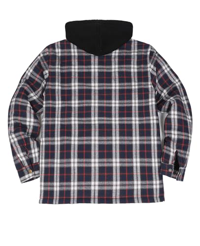 Image of ZENTHACE Men's Quilted Lined Hooded Plaid Jacket,Zipper & Snap Closure