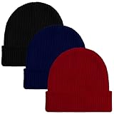 Cooraby 3 Pieces Kids Beanie Cap Ski Hat Winter Warm Knitted Hats Fisherman Beanie for Girls Boys