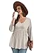 OFEEFAN Plus Size 3/4 Sleeve Tops for Women Blouses for Women Business Casual Chocolate Brown Fall Clothes Dressy Babydoll Tunic Tops Maternity Clothes 3XL