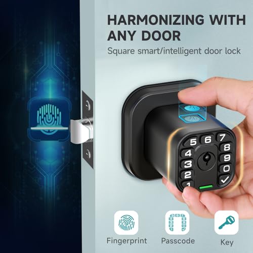 Richelock Fingerprint Door knob, Smart Biometric Door Lock with Keypad, Keyless Entry Code Door Knob, Waterproof & Weatherproof , Auto Lock ,Voice Navigation, For Bedroom, Gate,Office -Matte Black - Image 2