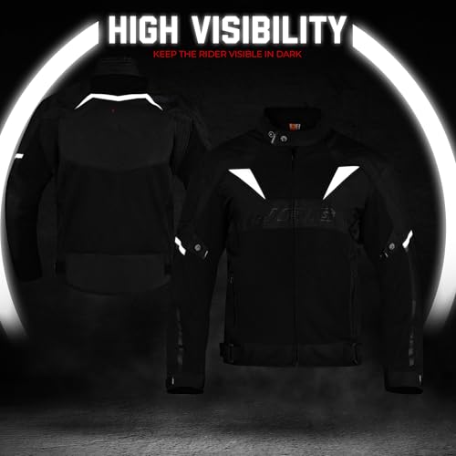 Image of J.A.G. JAG Mesh Motorcycle Jacket-Biker Jacket-CE Armored Motorbike Jacket Men-High Visibility Breathable Riding Jacket