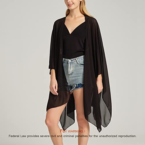 Women's Bohemian Floral Chiffon Beach Cover up Swimsuit Kimono Summer Swimwear Cardigans2