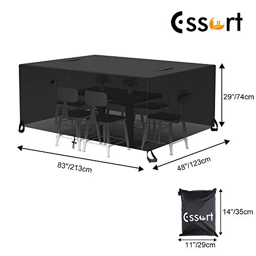 Essort Outdoor Furniture Cover Waterproof Patio Table Covers, 4-6 Seats Heavy Duty Windproof Square Garden Table Sofa Cover, Uv-Resistan (83.5''X48.4''X29'') #TOP6