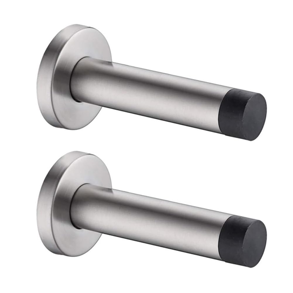 Littimoon for Skirtings& Floors Compatible 2PCS Wall Mounted Door Stop Stainless Steel Door Stopper with Thick Rubber Buffer