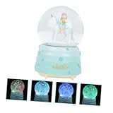 Toyvian Große Grüne Kristallkugel mit Einhorn und Mädchen Musikbox Schneekugel mit LED licht...
