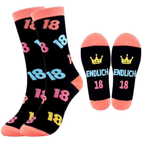 Belloxis 18. Geburtstag Mädchen 18 Geburtstag Geschenk Socken Damen 39-42 Geschenke für Schwester Beste Freundin Geschenke zum 18 Geburtstag Mädchen