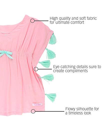 RuffleButts® Girls Woven Kaftan Pom Pom Poncho Swimsuit Cover-Up3