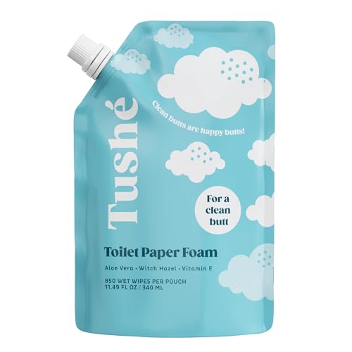 Image of Tushe Toilet Paper Foam Refill for Foam & Spray Bottles - Flushable Wet Wipe Alternative for Sensitive Skin - Unscented, Septic Safe - 340ml (11.49 fl oz)