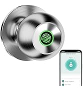 GHome Smart Door Knob Fingerprint Door Lock Rechargeable Smart Lock Electronic Biometric Door Loc...