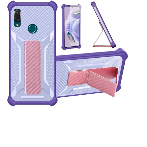 Funda para Zte Blade V10 Funda Carcasa Case Cover [con Protector de Pantalla de Cristal Templado] Híbrida [Soporte Plegable Magnético] [Esmerilado antihuellas] Púrpura