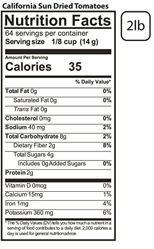 Traina Home Grown California Sun Dried Tomato Halves - Healthy, Non GMO, Gluten Free, Kosher Certified, Packed in Resealable Bag (2 lbs)