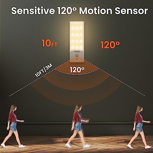 Motion Sensor Lights Indoor, 2Pack LED Motion Sensor Night Light Rechargeable with 3 Modes, Warm&White Color, 15%-100% Dimmable Wardrobe Lights for Cupboard, Stair, Cabinet, Bedroom, Kitchen, Hallway - Image 5