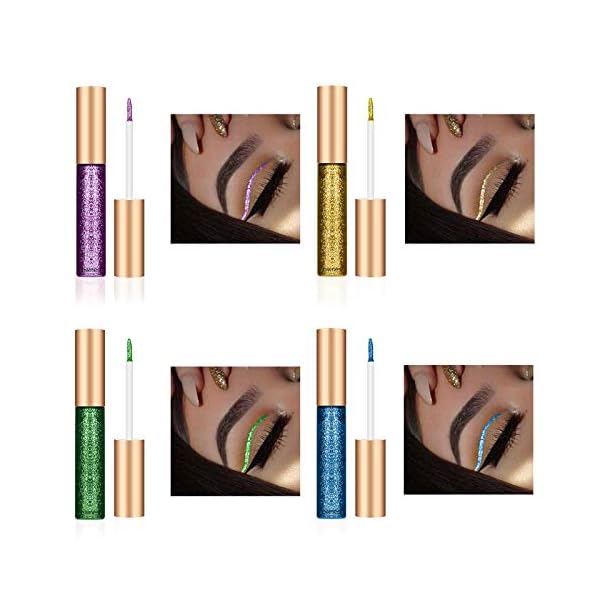 Ownest 10 Colors Liquid Glitter Eyeliner, Metallic Shimmer Glitter Eyeshadow, Long Lasting Waterproof Shimmer Sparkling Eyeliner Eye Shadow-10pcs