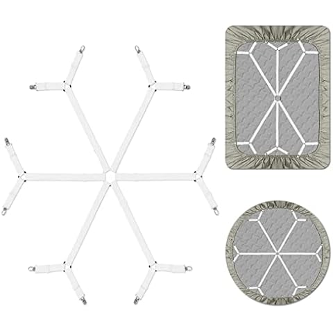 QoeCycth Sheet Fasteners, Adjustable Elastic Bed Sheet Holder Straps for Full,Queen,King Twin Bed,6 Way Cross Sheet Clips Suspenders Band,Fitted Round and Square Mattresses Cover