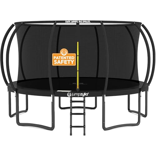 Image of JUMPZYLLA Trampoline Outdoor 8FT 10FT 12FT 14FT 15FT 16FT with Enclosure and Ladder, ASTM Approved Recreational Trampoline for Kids and Adults, Anti-Rust Coated Frame