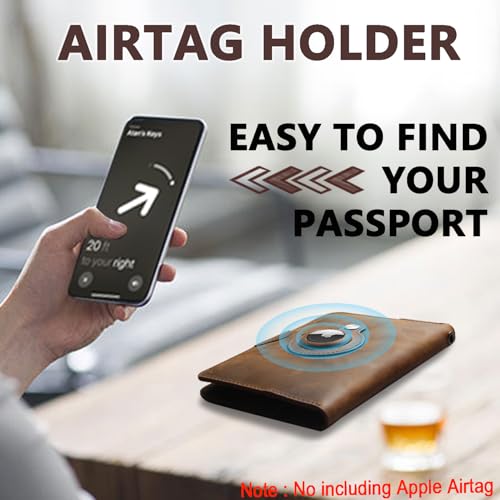 Genuine Leather Passport Holder with AirTag Slot | Bifold Wallet for 2 Passports, Cards | Travel Essentials for Men & Women(5.9'' x 4.13'')2