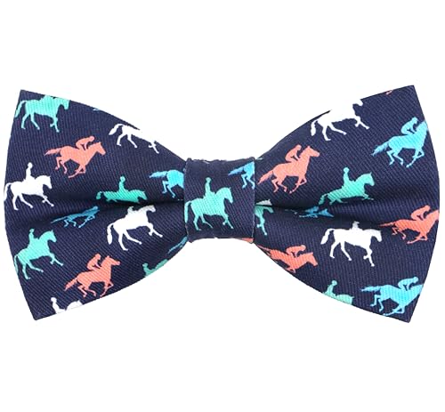 OCIA Cute Pattern Pre-tied Bow Tie Adjustable Bowties for Adult & Children Coral Blue Navy (Horse Racing)