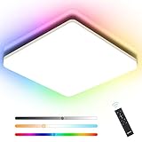 【Nachtlicht und Timer】Die flimmerfreie dimmbare Deckenleuchte wird mit Ihrer erwünschten Farbtemperatur als Nachtlicht auf die 10% Helligkeit(24Lm) arbeiten. Die Deckenlampe mit fernbedienung hat eine zusätzliche Timerfunktion, kann automatisch nach 30 Sekunden ausschalten.