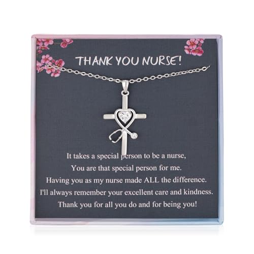 Nurse Graduation Gifts Nurse Necklaces for Women Cross Rhinestone Heart Stethoscope Necklace Nursing Necklace Gifts for Nurses Female