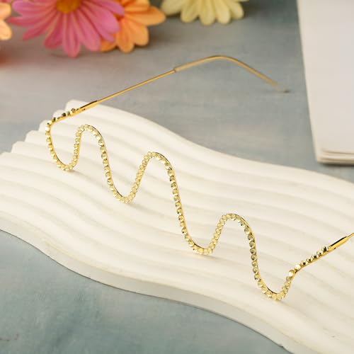 Kanayu 4 pcs No Lens Diamond Glasses Frame V shape Rhinestone Sunglasses Half Frame Crystal Metal Eyeglasses for Women4