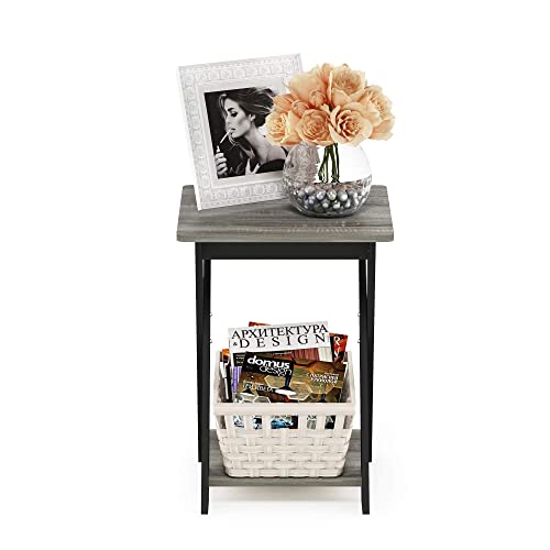 Furinno Modern Simplistic Criss-Crossed End Table, French Oak Grey #TOP5