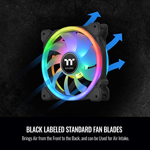 Image of Thermaltake SWAFAN 12 RGB Radiator Fan TT Premium Edition 3 Pack, Swappable Fan Blade Design, Customizable air Flow Direction, 2000 RPM, CL-F137-PL12SW-A, 120mm Black