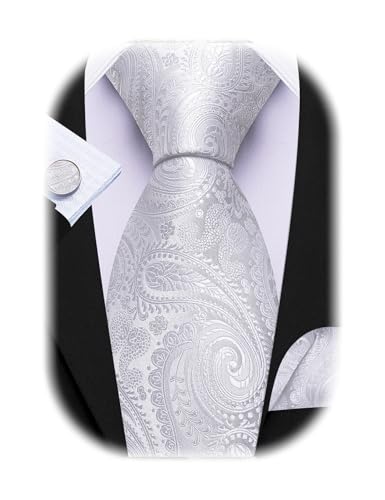 Image of Barry.Wang Paisley Tie Fashion Set Hanky Cufflinks Neckties for Men Woven Silk